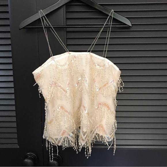 Fairycore Walk in Dark Sequin & Fringe Top, Delicate Feminine and Fun, Size XS/S - Picture 6 of 13